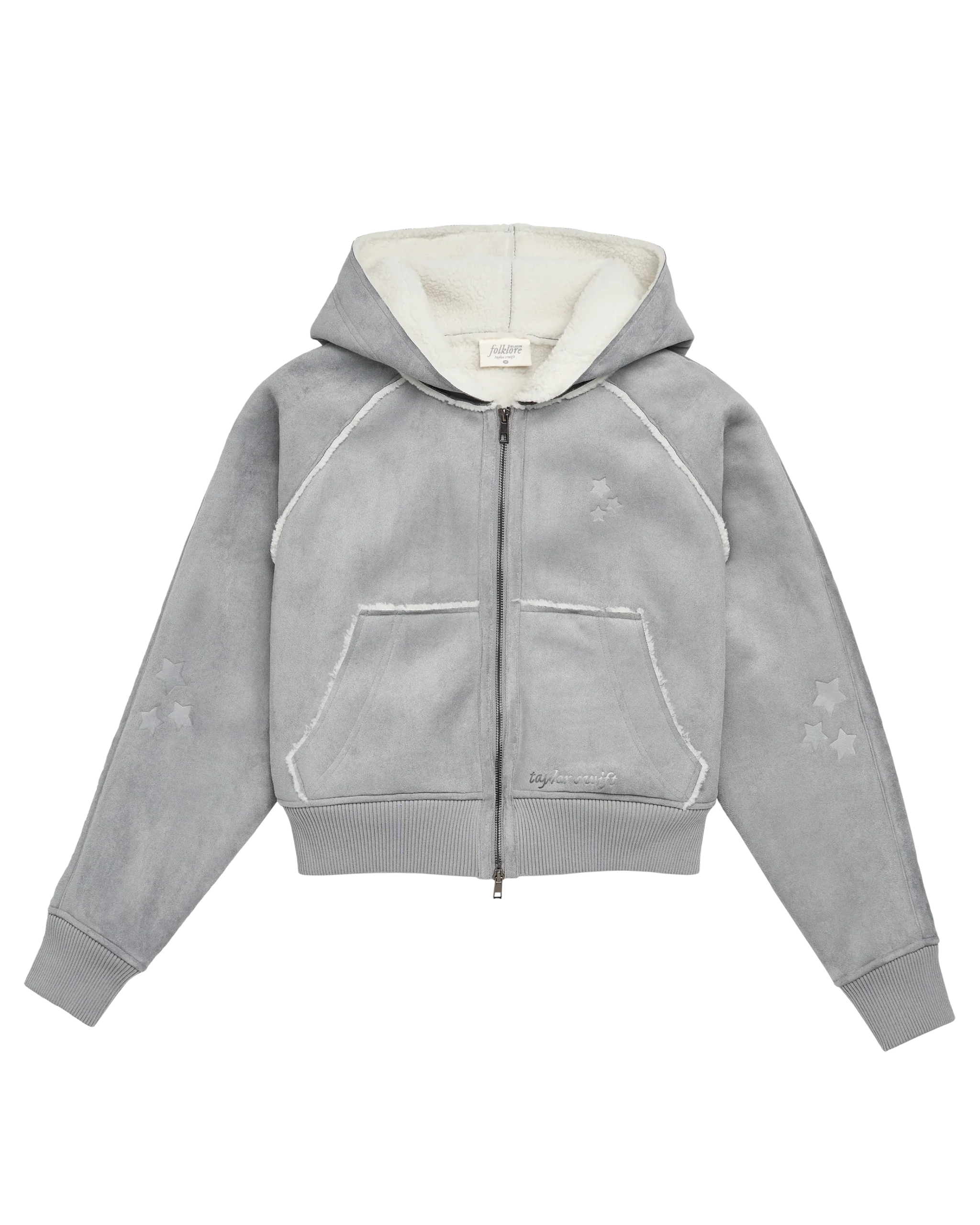 Folklore Album Gray Faux Shearling Jacket