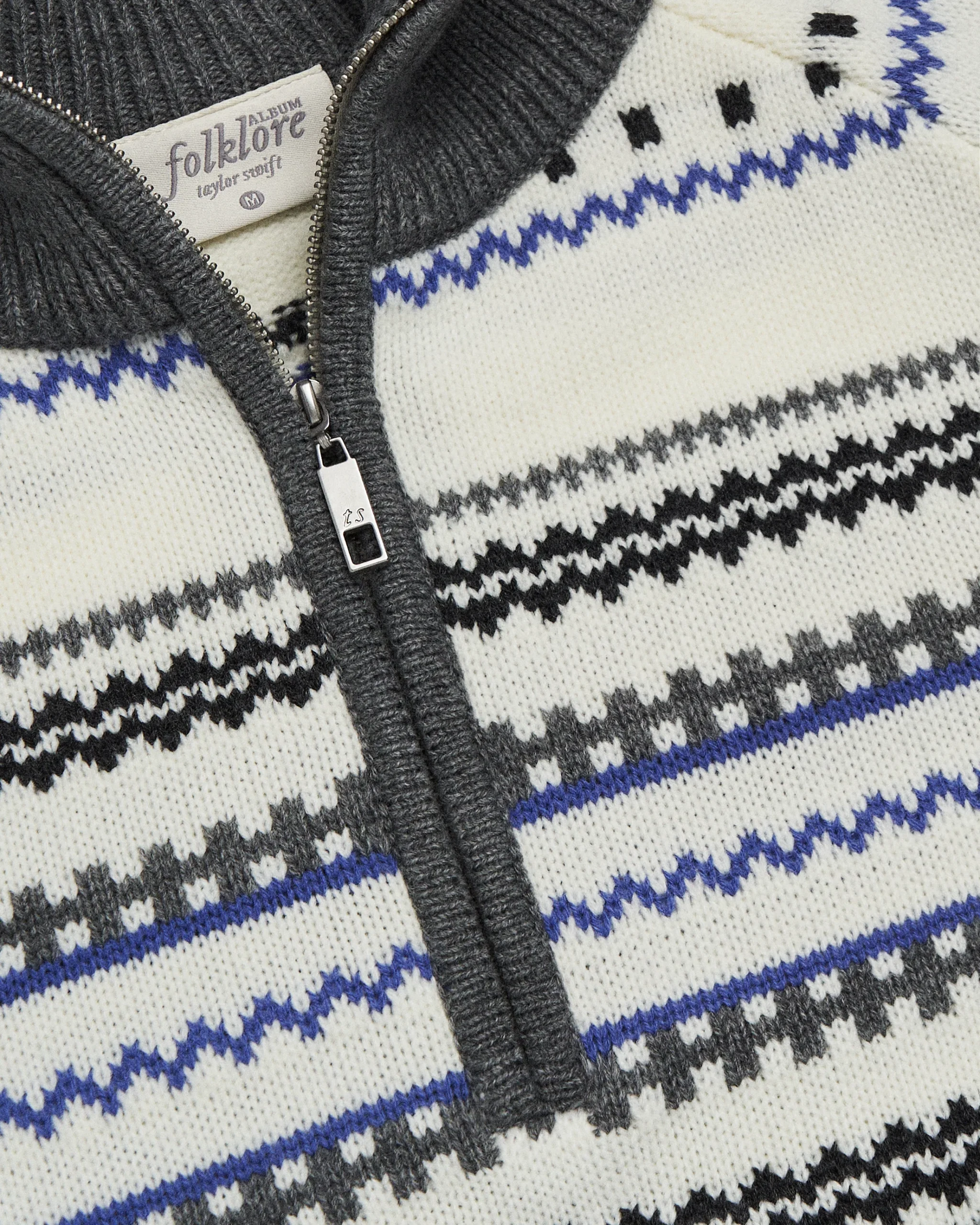 Folklore Album Quarter Zip Up Sweater - Image 3
