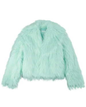 The Life of a Showgirl Mint Faux Fur Coat